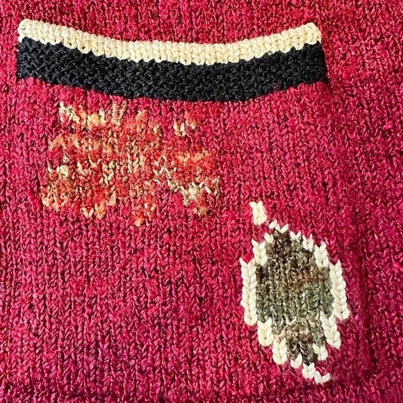 Vntge South Cotton Fall button up Cardigan Hand Loomed Autumn Leaf Pattern Sz XL - Picture 7 of 11